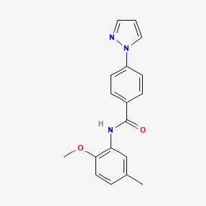 molecular formula C18H17N3O2 B4387113 N-(2-methoxy-5-methylphenyl)-4-(1H-pyrazol-1-yl)benzamide 