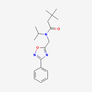 molecular formula C18H25N3O2 B4387126 N-isopropyl-3,3-dimethyl-N-[(3-phenyl-1,2,4-oxadiazol-5-yl)methyl]butanamide 