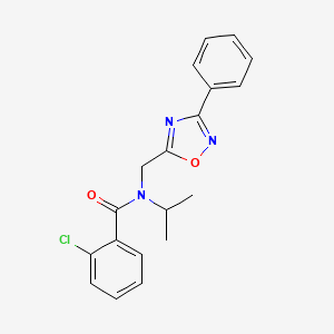 molecular formula C19H18ClN3O2 B4387183 2-chloro-N-isopropyl-N-[(3-phenyl-1,2,4-oxadiazol-5-yl)methyl]benzamide 
