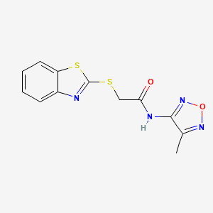 molecular formula C12H10N4O2S2 B4387194 2-(1,3-benzothiazol-2-ylthio)-N-(4-methyl-1,2,5-oxadiazol-3-yl)acetamide 