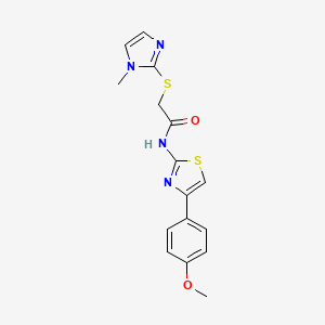 molecular formula C16H16N4O2S2 B4387210 N-[4-(4-methoxyphenyl)-1,3-thiazol-2-yl]-2-[(1-methyl-1H-imidazol-2-yl)thio]acetamide 