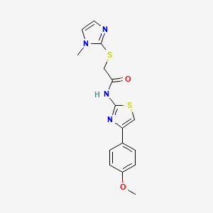 molecular formula C16H16N4O2S2 B4387210 N-[4-(4-methoxyphenyl)-1,3-thiazol-2-yl]-2-[(1-methyl-1H-imidazol-2-yl)sulfanyl]acetamide 