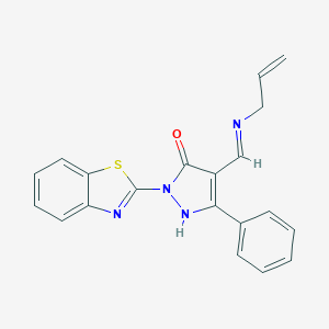 molecular formula C20H16N4OS B438723 4-[(allylimino)methyl]-2-(1,3-benzothiazol-2-yl)-5-phenyl-1,2-dihydro-3H-pyrazol-3-one 