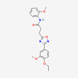 molecular formula C21H23N3O5 B4387269 3-[3-(4-ethoxy-3-methoxyphenyl)-1,2,4-oxadiazol-5-yl]-N-(2-methoxyphenyl)propanamide 