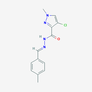 molecular formula C13H13ClN4O B438727 4-chloro-1-methyl-N'-(4-methylbenzylidene)-1H-pyrazole-3-carbohydrazide 