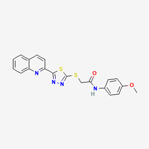 molecular formula C20H16N4O2S2 B4387276 N-(4-methoxyphenyl)-2-{[5-(2-quinolinyl)-1,3,4-thiadiazol-2-yl]thio}acetamide 