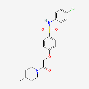 molecular formula C20H23ClN2O4S B4387309 N-(4-chlorophenyl)-4-[2-(4-methyl-1-piperidinyl)-2-oxoethoxy]benzenesulfonamide 