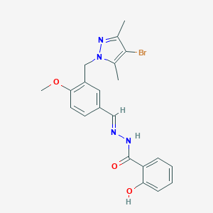 molecular formula C21H21BrN4O3 B438731 N-[(E)-[3-[(4-bromo-3,5-dimethylpyrazol-1-yl)methyl]-4-methoxyphenyl]methylideneamino]-2-hydroxybenzamide CAS No. 311813-64-6