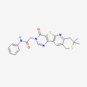 molecular formula C22H20N4O2S2 B4387313 2-(8,8-dimethyl-4-oxo-7,10-dihydro-8H-thiopyrano[3'',4'':5',6']pyrido[3',2':4,5]thieno[3,2-d]pyrimidin-3(4H)-yl)-N-phenylacetamide 