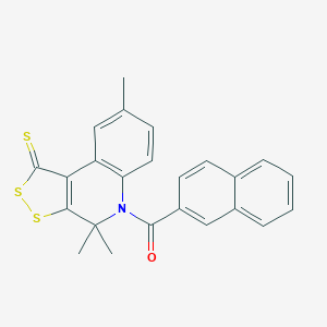 molecular formula C24H19NOS3 B438734 4,4,8-trimethyl-5-(2-naphthoyl)-4,5-dihydro-1H-[1,2]dithiolo[3,4-c]quinoline-1-thione CAS No. 331841-14-6