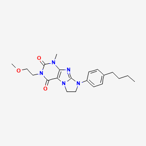 molecular formula C21H27N5O3 B4387355 8-(4-butylphenyl)-3-(2-methoxyethyl)-1-methyl-7,8-dihydro-1H-imidazo[2,1-f]purine-2,4(3H,6H)-dione 