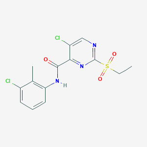 molecular formula C14H13Cl2N3O3S B4387362 5-chloro-N-(3-chloro-2-methylphenyl)-2-(ethylsulfonyl)-4-pyrimidinecarboxamide 