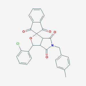 molecular formula C28H20ClNO5 B438737 3-(2-chlorophenyl)-5-(4-methylbenzyl)-3a,6a-dihydrospiro[furo[3,4-c]pyrrole-1,2'-indene]-1',3',4,6(3H,5H)-tetrone CAS No. 312713-15-8