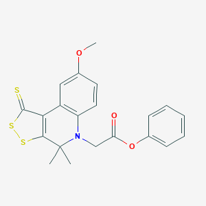 molecular formula C21H19NO3S3 B438741 phenyl (8-methoxy-4,4-dimethyl-1-thioxo-1,4-dihydro-5H-[1,2]dithiolo[3,4-c]quinolin-5-yl)acetate CAS No. 331841-22-6