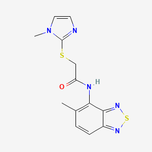 molecular formula C13H13N5OS2 B4387415 N-(5-methyl-2,1,3-benzothiadiazol-4-yl)-2-[(1-methyl-1H-imidazol-2-yl)thio]acetamide 