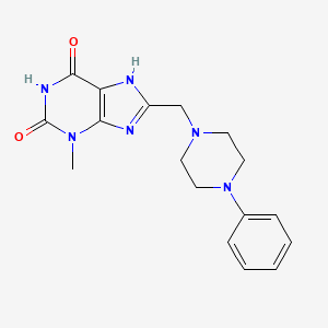 molecular formula C17H20N6O2 B4387453 3-methyl-8-[(4-phenyl-1-piperazinyl)methyl]-3,7-dihydro-1H-purine-2,6-dione 