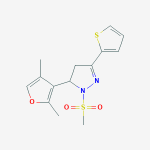 5-(2,4-dimethyl-3-furyl)-1-(methylsulfonyl)-3-(2-thienyl)-4,5-dihydro-1H-pyrazole