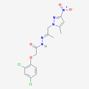molecular formula C15H15Cl2N5O4 B438749 2-(2,4-dichlorophenoxy)-N'-(2-{3-nitro-5-methyl-1H-pyrazol-1-yl}-1-methylethylidene)acetohydrazide CAS No. 353296-80-7