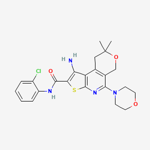 1-amino-N-(2-chlorophenyl)-8,8-dimethyl-5-(4-morpholinyl)-8,9-dihydro-6H-pyrano[4,3-d]thieno[2,3-b]pyridine-2-carboxamide