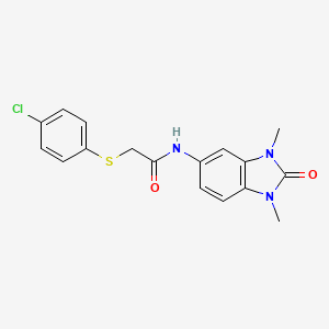 molecular formula C17H16ClN3O2S B4387537 2-[(4-chlorophenyl)thio]-N-(1,3-dimethyl-2-oxo-2,3-dihydro-1H-benzimidazol-5-yl)acetamide CAS No. 915893-85-5