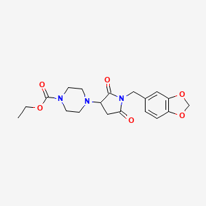 molecular formula C19H23N3O6 B4387552 ethyl 4-[1-(1,3-benzodioxol-5-ylmethyl)-2,5-dioxo-3-pyrrolidinyl]-1-piperazinecarboxylate 