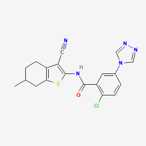 molecular formula C19H16ClN5OS B4387610 2-chloro-N-(3-cyano-6-methyl-4,5,6,7-tetrahydro-1-benzothien-2-yl)-5-(4H-1,2,4-triazol-4-yl)benzamide 