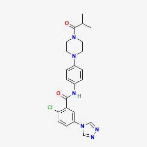 molecular formula C23H25ClN6O2 B4387638 2-chloro-N-[4-(4-isobutyryl-1-piperazinyl)phenyl]-5-(4H-1,2,4-triazol-4-yl)benzamide 