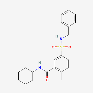 molecular formula C21H26N2O3S B4387652 5-[(benzylamino)sulfonyl]-N-cyclohexyl-2-methylbenzamide 