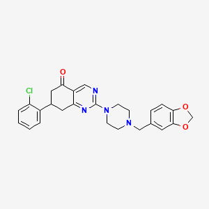 2-[4-(1,3-benzodioxol-5-ylmethyl)-1-piperazinyl]-7-(2-chlorophenyl)-7,8-dihydro-5(6H)-quinazolinone