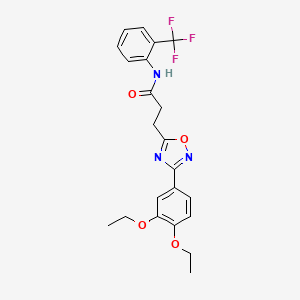 molecular formula C22H22F3N3O4 B4387704 3-[3-(3,4-diethoxyphenyl)-1,2,4-oxadiazol-5-yl]-N-[2-(trifluoromethyl)phenyl]propanamide 