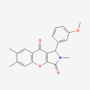 molecular formula C21H19NO4 B4387712 1-(3-methoxyphenyl)-2,6,7-trimethyl-1,2-dihydrochromeno[2,3-c]pyrrole-3,9-dione 