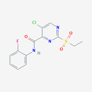 molecular formula C13H11ClFN3O3S B4387732 5-chloro-2-(ethylsulfonyl)-N-(2-fluorophenyl)-4-pyrimidinecarboxamide 