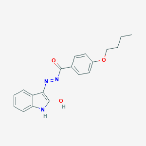 molecular formula C19H19N3O3 B438775 4-butoxy-N'-(2-oxo-1,2-dihydro-3H-indol-3-ylidene)benzohydrazide 