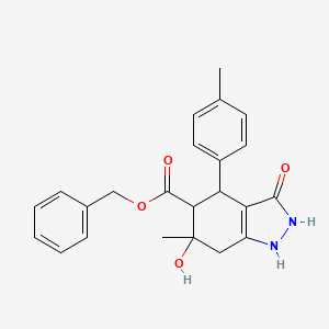 molecular formula C23H24N2O4 B4387762 benzyl 3,6-dihydroxy-6-methyl-4-(4-methylphenyl)-4,5,6,7-tetrahydro-1H-indazole-5-carboxylate 
