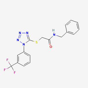 molecular formula C17H14F3N5OS B4387767 N-benzyl-2-({1-[3-(trifluoromethyl)phenyl]-1H-tetrazol-5-yl}thio)acetamide 