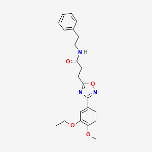 molecular formula C22H25N3O4 B4387792 3-[3-(3-ethoxy-4-methoxyphenyl)-1,2,4-oxadiazol-5-yl]-N-(2-phenylethyl)propanamide 