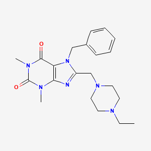 molecular formula C21H28N6O2 B4387806 7-benzyl-8-[(4-ethyl-1-piperazinyl)methyl]-1,3-dimethyl-3,7-dihydro-1H-purine-2,6-dione 
