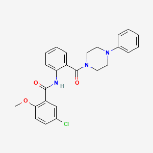 molecular formula C25H24ClN3O3 B4387843 5-chloro-2-methoxy-N-{2-[(4-phenyl-1-piperazinyl)carbonyl]phenyl}benzamide 