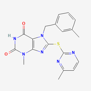 molecular formula C19H18N6O2S B4387858 3-methyl-7-(3-methylbenzyl)-8-[(4-methyl-2-pyrimidinyl)thio]-3,7-dihydro-1H-purine-2,6-dione 