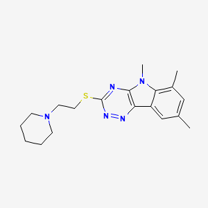 molecular formula C19H25N5S B4387887 5,6,8-trimethyl-3-{[2-(1-piperidinyl)ethyl]thio}-5H-[1,2,4]triazino[5,6-b]indole 