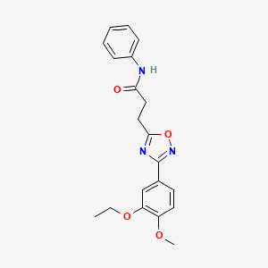 molecular formula C20H21N3O4 B4387894 3-[3-(3-ethoxy-4-methoxyphenyl)-1,2,4-oxadiazol-5-yl]-N-phenylpropanamide 