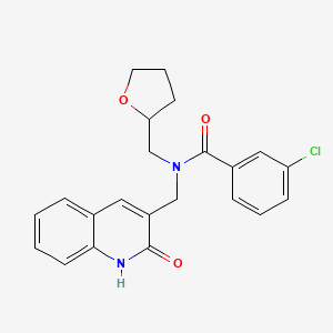 molecular formula C22H21ClN2O3 B4387928 3-chloro-N-[(2-hydroxy-3-quinolinyl)methyl]-N-(tetrahydro-2-furanylmethyl)benzamide 