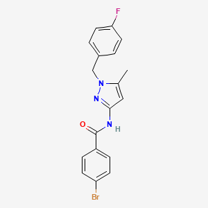 molecular formula C18H15BrFN3O B4387994 4-bromo-N-[1-(4-fluorobenzyl)-5-methyl-1H-pyrazol-3-yl]benzamide 