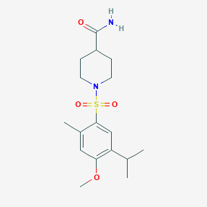 molecular formula C17H26N2O4S B4388051 1-[(5-isopropyl-4-methoxy-2-methylphenyl)sulfonyl]-4-piperidinecarboxamide 