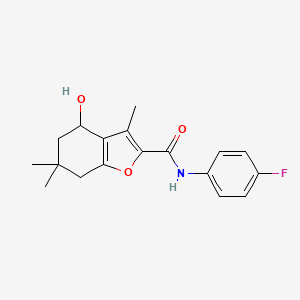 molecular formula C18H20FNO3 B4388087 N-(4-fluorophenyl)-4-hydroxy-3,6,6-trimethyl-4,5,6,7-tetrahydro-1-benzofuran-2-carboxamide 