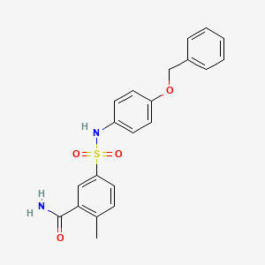molecular formula C21H20N2O4S B4388231 5-({[4-(benzyloxy)phenyl]amino}sulfonyl)-2-methylbenzamide 