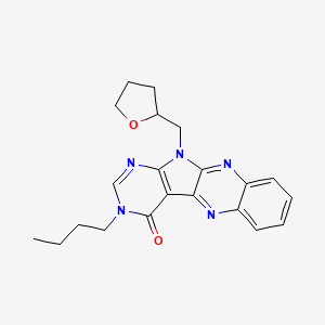 molecular formula C21H23N5O2 B4388259 3-butyl-11-(tetrahydro-2-furanylmethyl)-3,11-dihydro-4H-pyrimido[5',4':4,5]pyrrolo[2,3-b]quinoxalin-4-one 