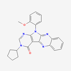 molecular formula C24H21N5O2 B4388267 3-cyclopentyl-11-(2-methoxyphenyl)-3,11-dihydro-4H-pyrimido[5',4':4,5]pyrrolo[2,3-b]quinoxalin-4-one 