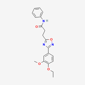 molecular formula C20H21N3O4 B4388357 3-[3-(4-ethoxy-3-methoxyphenyl)-1,2,4-oxadiazol-5-yl]-N-phenylpropanamide 