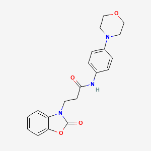 molecular formula C20H21N3O4 B4388442 N-[4-(4-morpholinyl)phenyl]-3-(2-oxo-1,3-benzoxazol-3(2H)-yl)propanamide 
